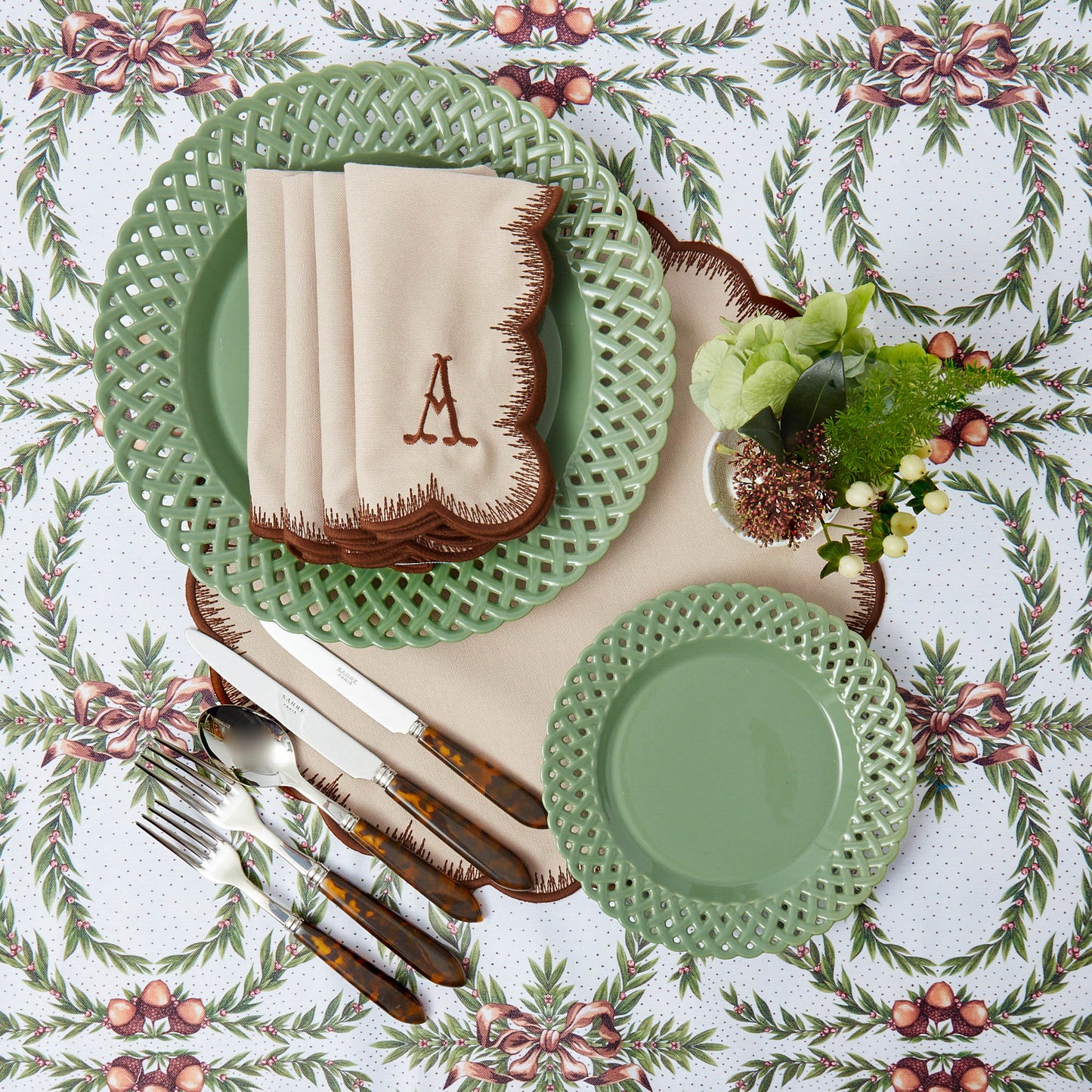 Taupe & Chocolate Isabella Placemats & Napkins (Set of 4)