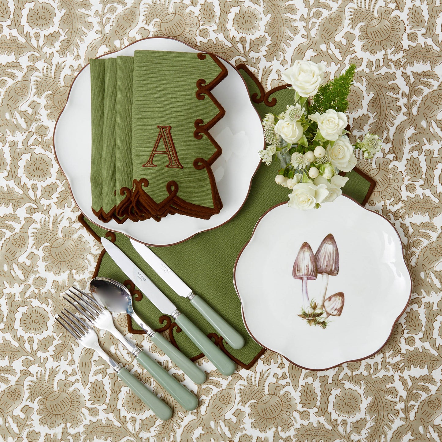 Forest Green & Brown Angelina Placemats (Set of 4)