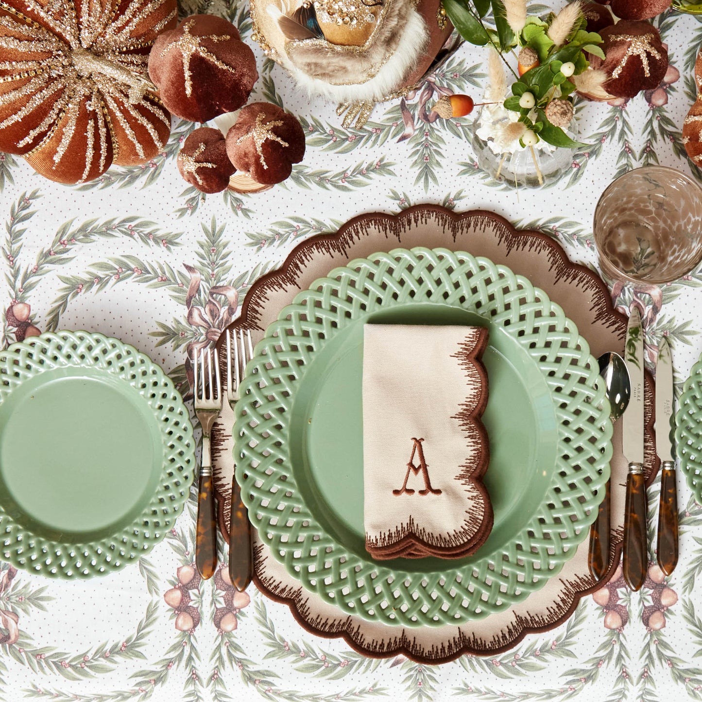 Taupe & Chocolate Isabella Placemats & Napkins (Set of 4)