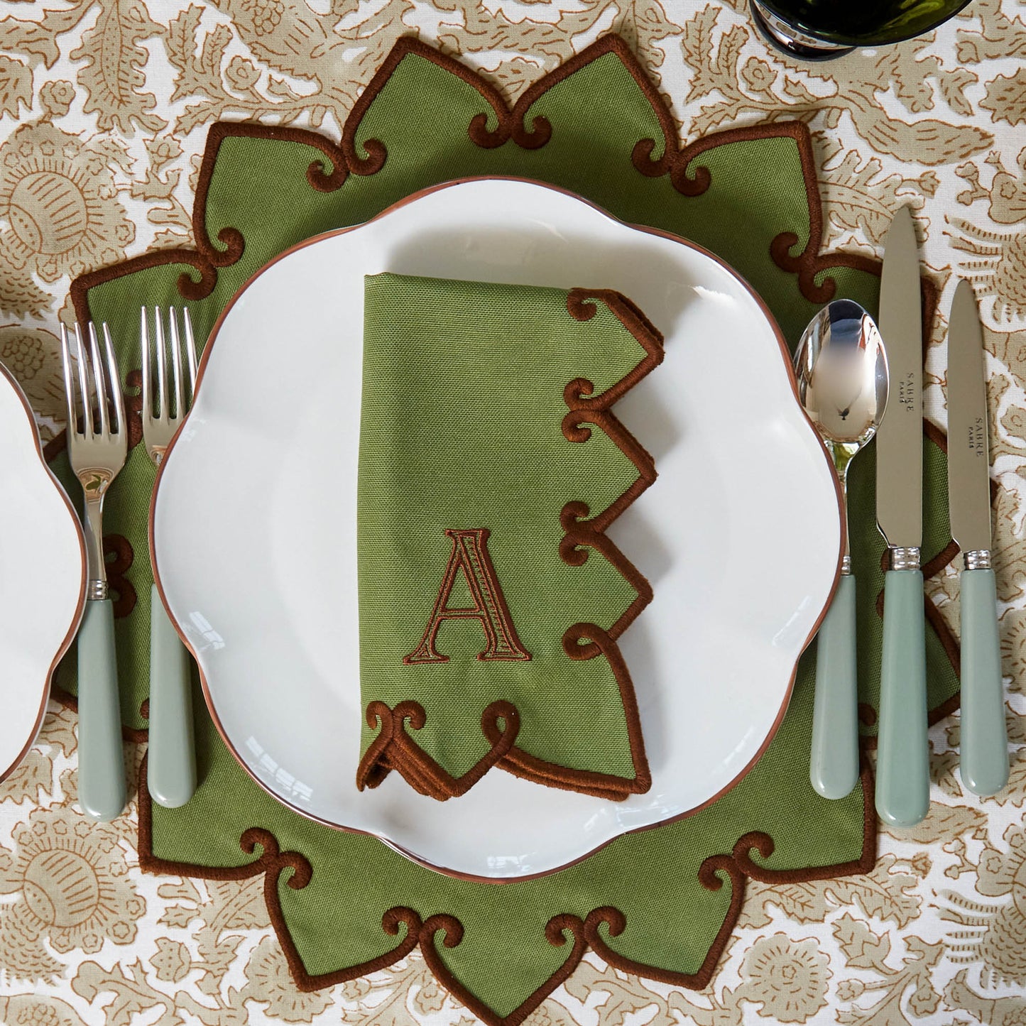 Forest Green & Brown Angelina Placemats (Set of 4)
