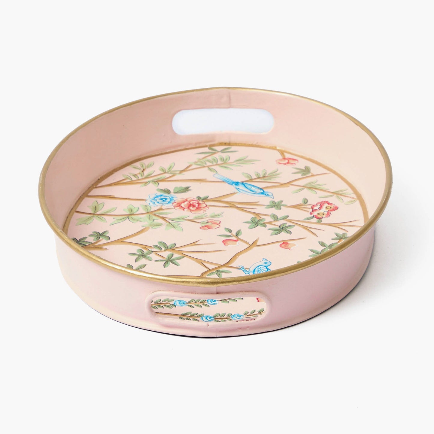 Pink Small Oval Chinoiserie Tole Tray