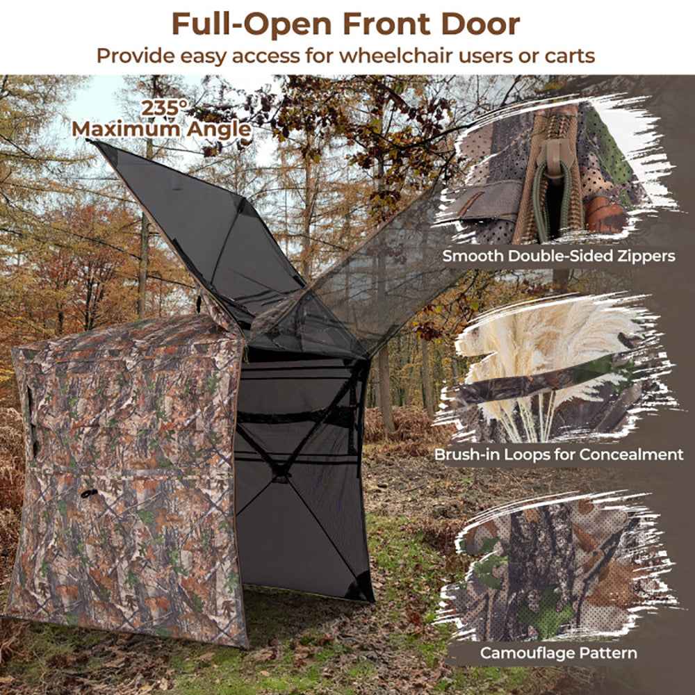 360° Pop-Up Hunting Blind – One-Way See-Through, 2-3 Person, Silent Windows
