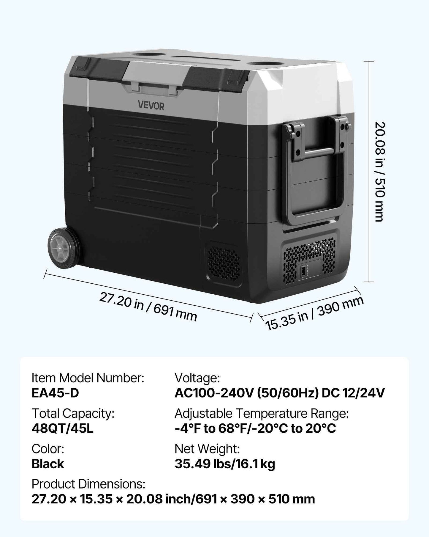 12V Portable Car Fridge Freezer 48QT | Dual Zone, Wheels & App Control