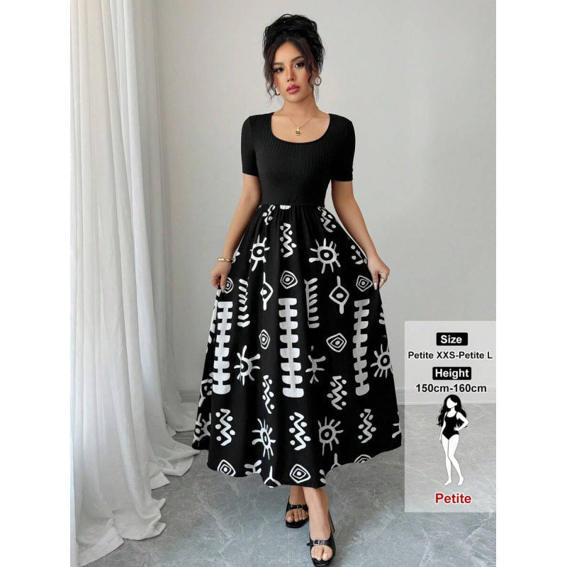 Women's High-Waist Floral A-Line Dress – 7 Prints, XXS–L