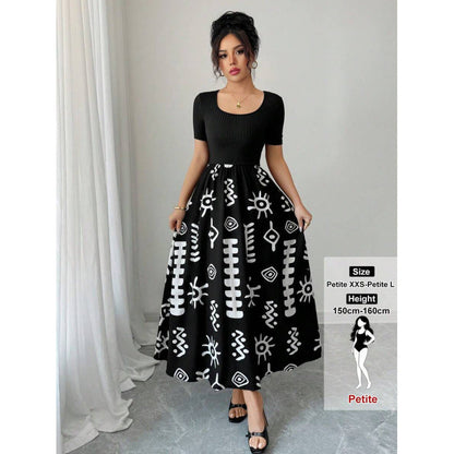 Women's High-Waist Floral A-Line Dress – 7 Prints, XXS–L