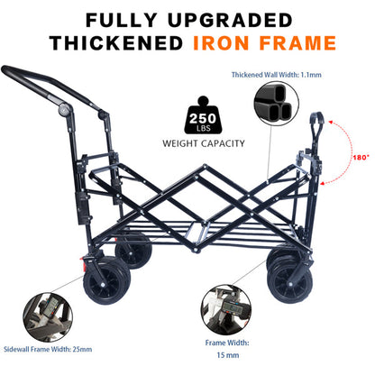 Heavy Duty Foldable Wagon with Canopy & Cooler Bag | All-Terrain Wheels