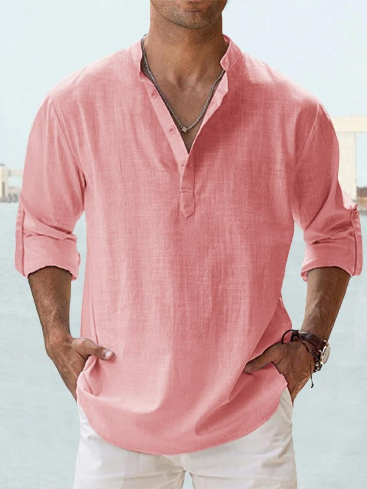 Men's Loose Fit Long Sleeve Sports Shirt – Stand Collar, 12 Colors, S–3XL