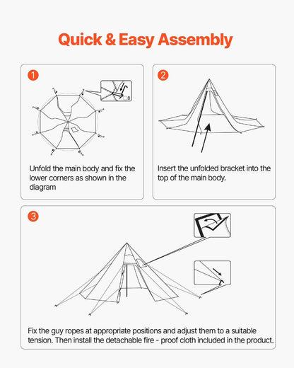 4-6 Person Hot Tent with Stove Jack | 4-Season Waterproof Tipi Camping Tent