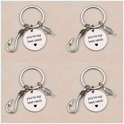 Fish Hook Carabiner Keychains — Set of 4