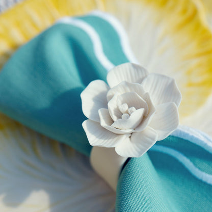 White Fiore Porcelain Napkin Rings (Set of 4)