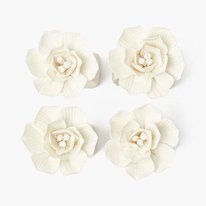 White Fiore Porcelain Napkin Rings (Set of 4)