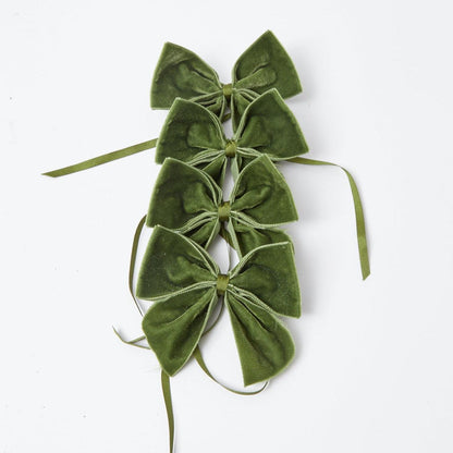 Forest Green Velvet Napkin Bows (Set of 4)
