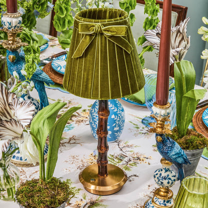 Olive Velvet Bow Lampshade (18cm)