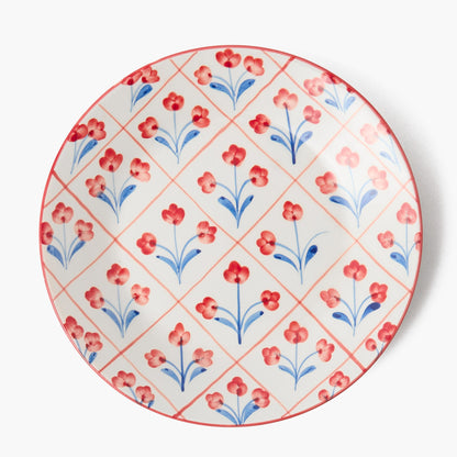Blue & Red Floral Trellis Starter Plate