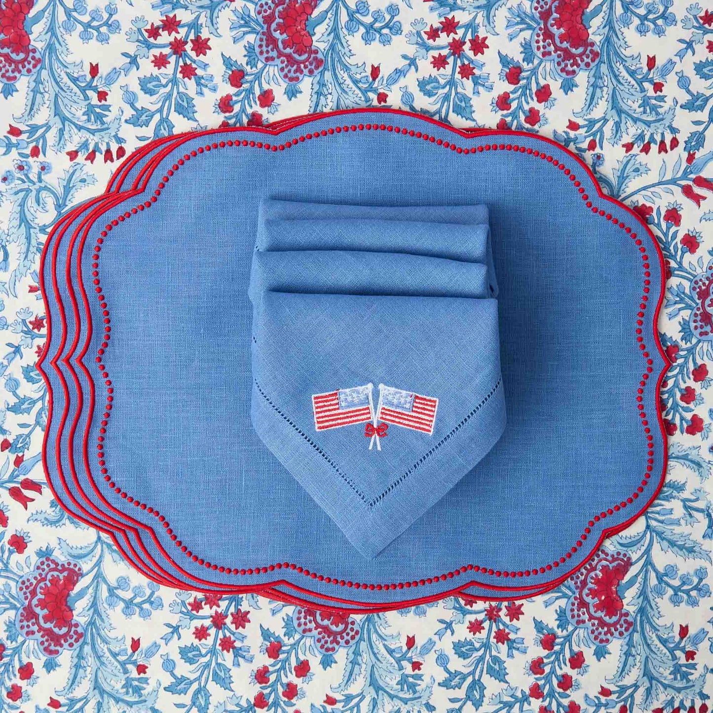 Blue & Red Eloise Placemats (Set of 4)