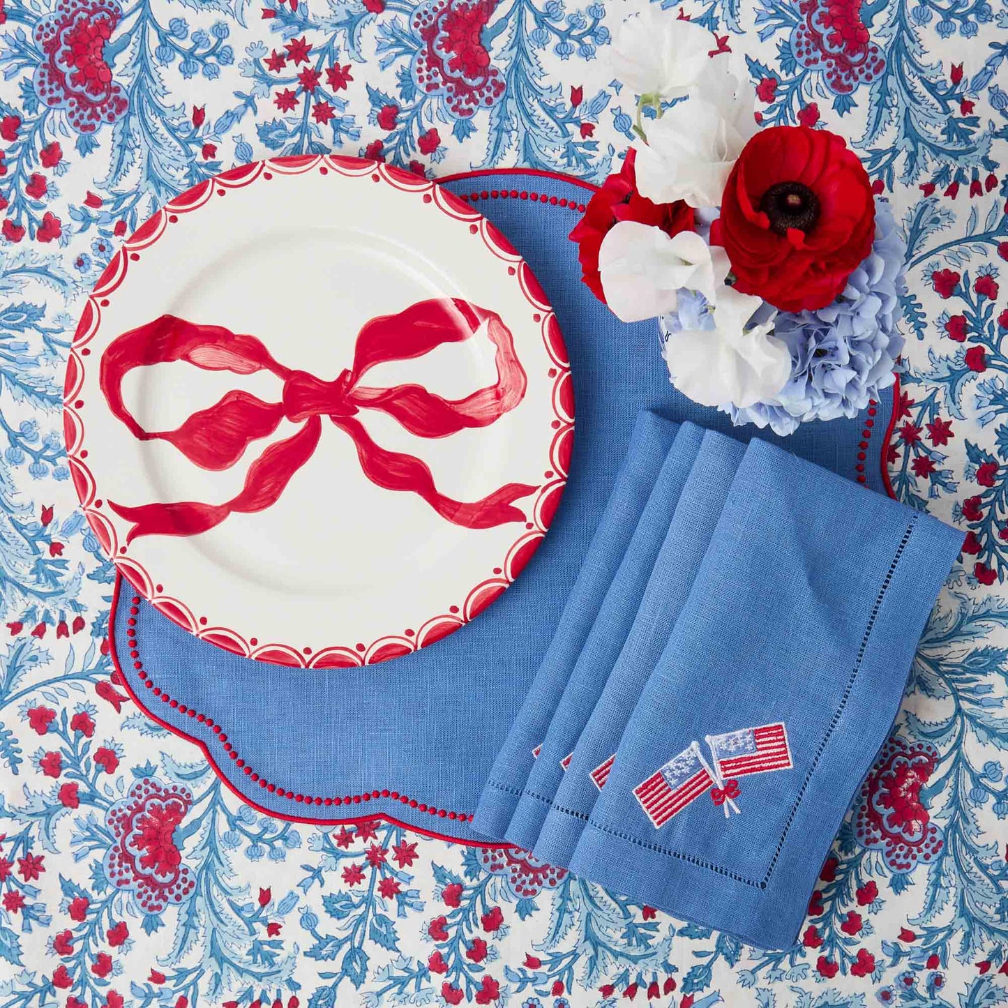 Blue & Red Eloise Placemats (Set of 4)