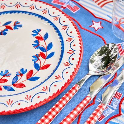 Blue & Red Josephine Dinner & Starter Plates (Set of 8)