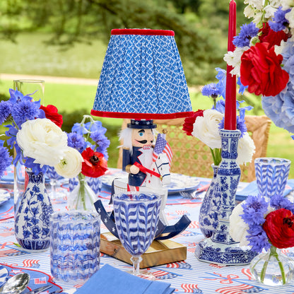 Fourth of July Rechargeable Lamp with Cobalt & Red Lotus Shade (18cm)