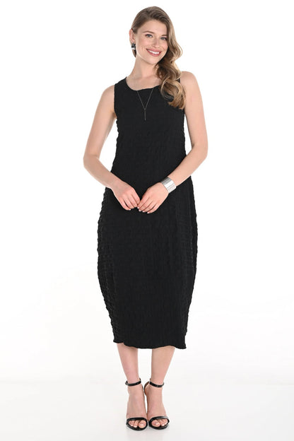 Frank Lyman Black Bubble Jacquard Sleeveless Midi Dress 256836U