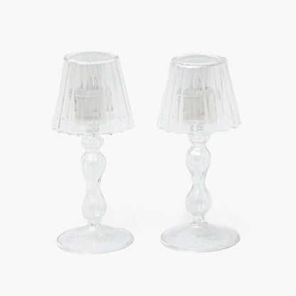 Glass Lantern Tea Light Holder (Pair) - 18cm