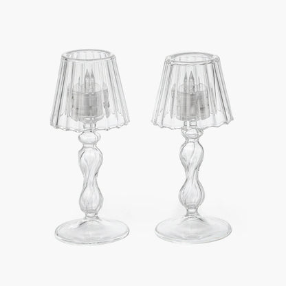 Glass Lantern Tea Light Holder (Pair) - 18cm