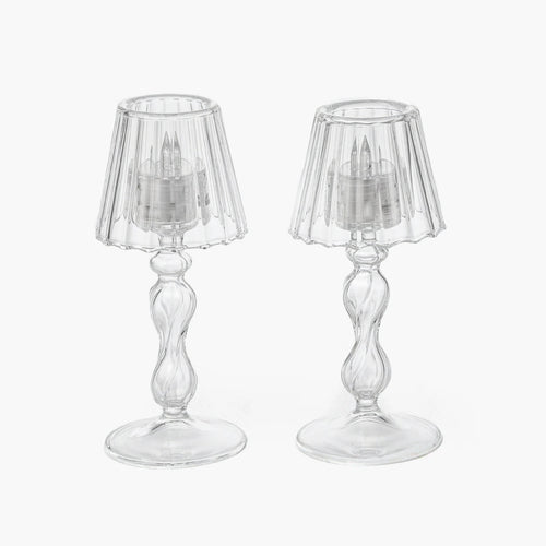 Glass Lantern Tea Light Holder (Pair) - 18cm