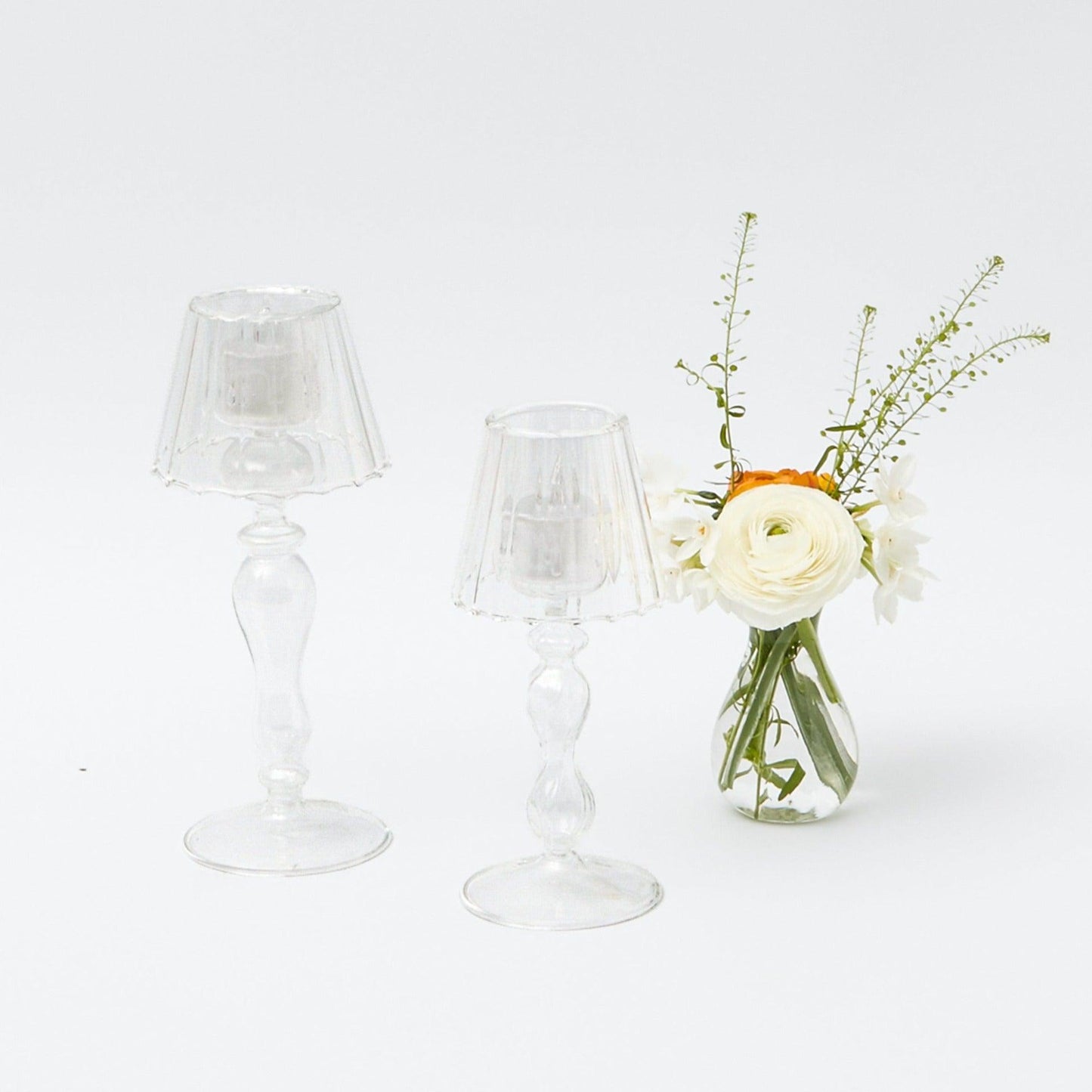Glass Lantern Tea Light Holder (Pair) - 24cm