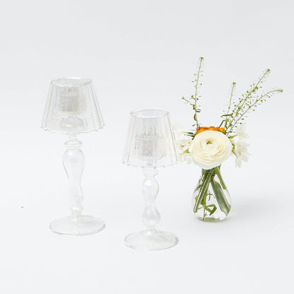 Glass Lantern Tea Light Holder (Pair) - 24cm