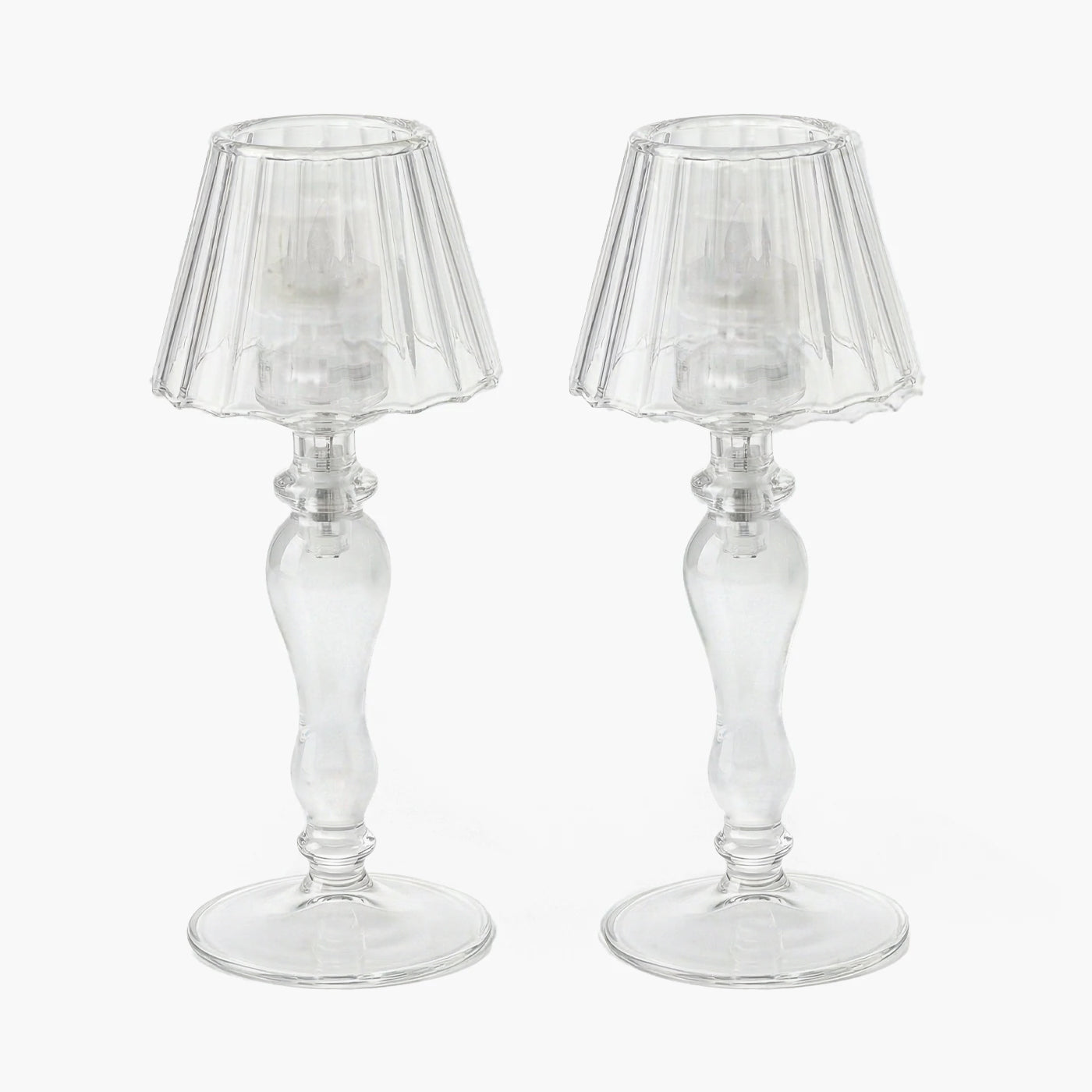 Glass Lantern Tea Light Holder (Pair) - 24cm