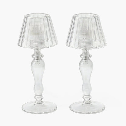 Glass Lantern Tea Light Holder (Pair) - 24cm