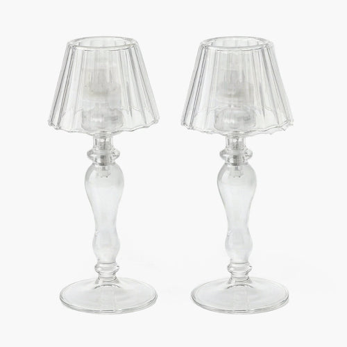 Glass Lantern Tea Light Holder (Pair) - 24cm