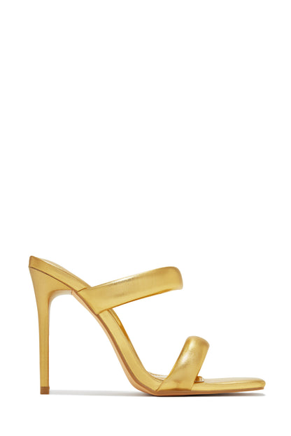 Stassie Single Sole High Heel Mules - Silver