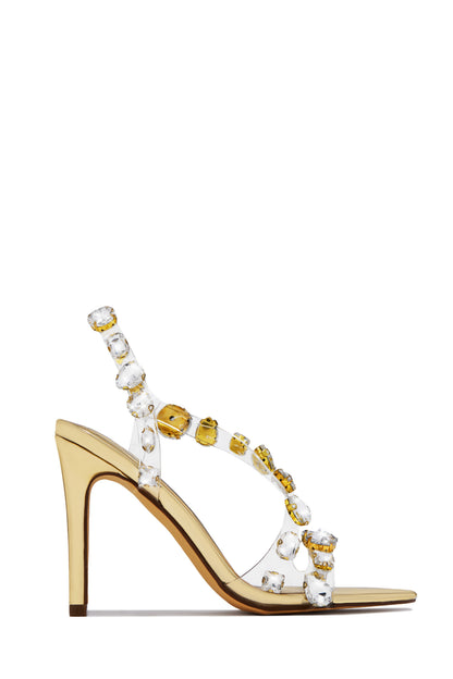 Kiah Embellished Slingback Heels - Gold