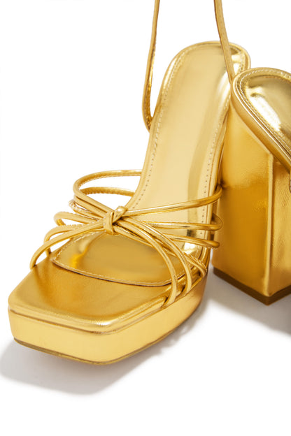 Lelia Platform Block Heels - Gold