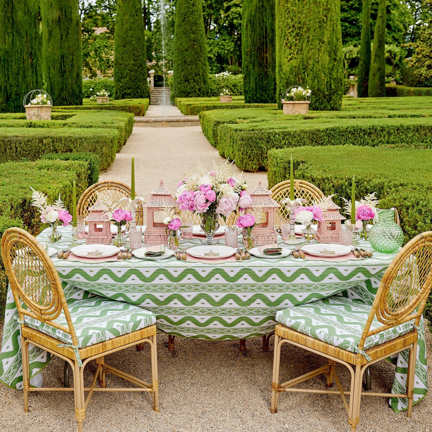 Green Ikat Tablecloth
