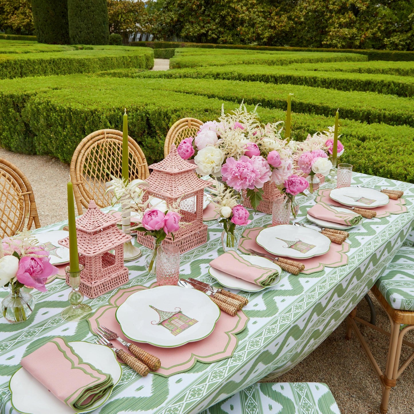 Green Ikat Tablecloth