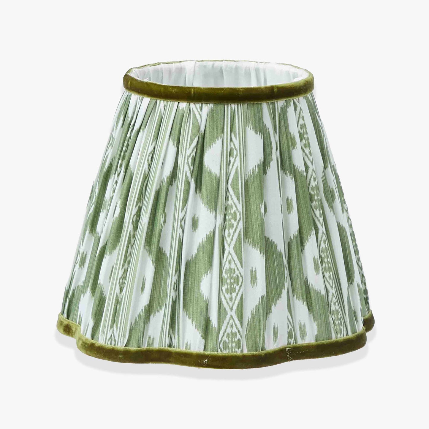 Rattan Ursula Rechargeable Lamp with Olive Ikat Shade (18cm)