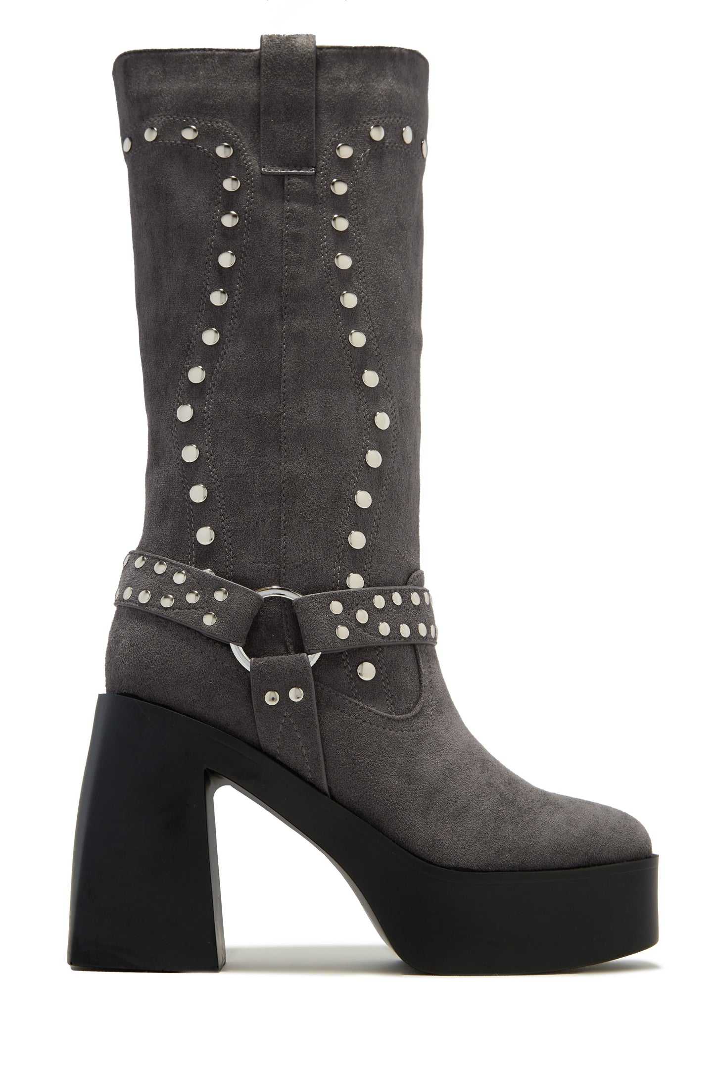 Kamari Block Heel Moto Boots - Grey