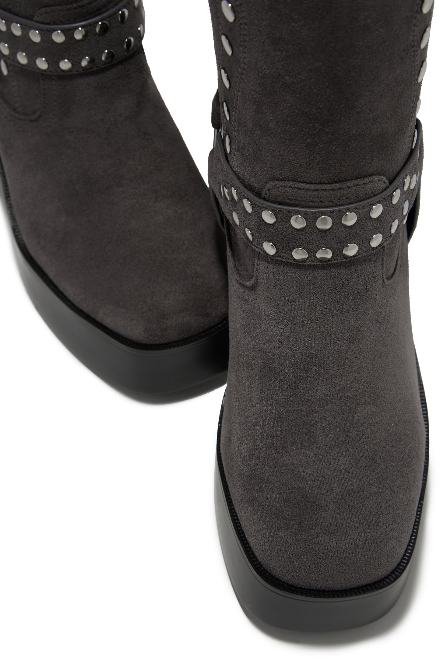Kamari Block Heel Moto Boots - Grey