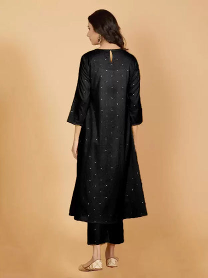 Black Viscose Rayon Kurta set