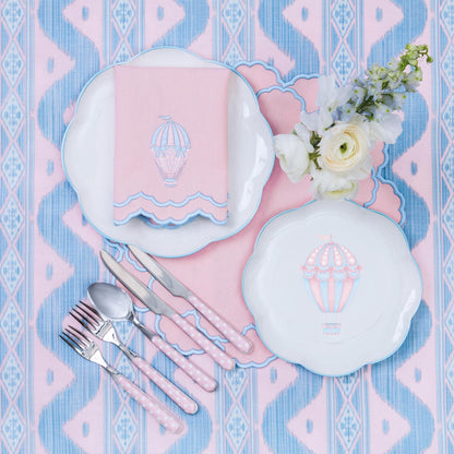 Pink & Blue Sarah Hot Air Balloon Embroidered Napkins (Set of 4)