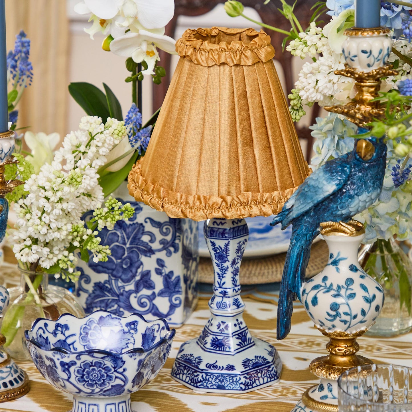 Caramel Frilled Silk Lampshade (18cm)