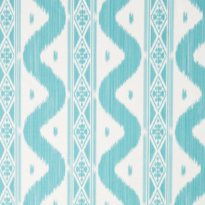 Turquoise Ikat Stripe Fabric