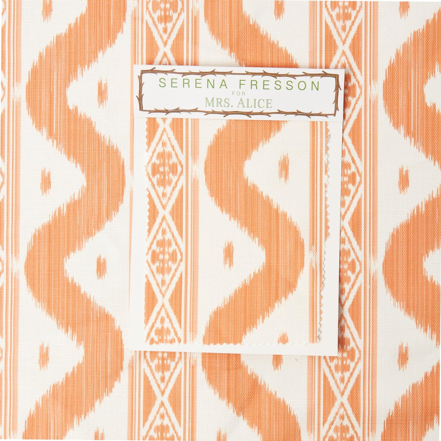 Soft Coral Ikat Stripe Fabric