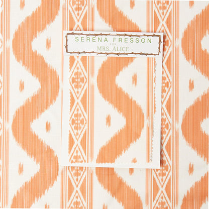 Soft Coral Ikat Stripe Fabric