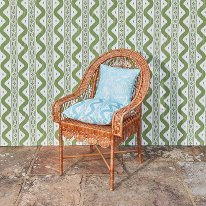 Turquoise Ikat Stripe Fabric
