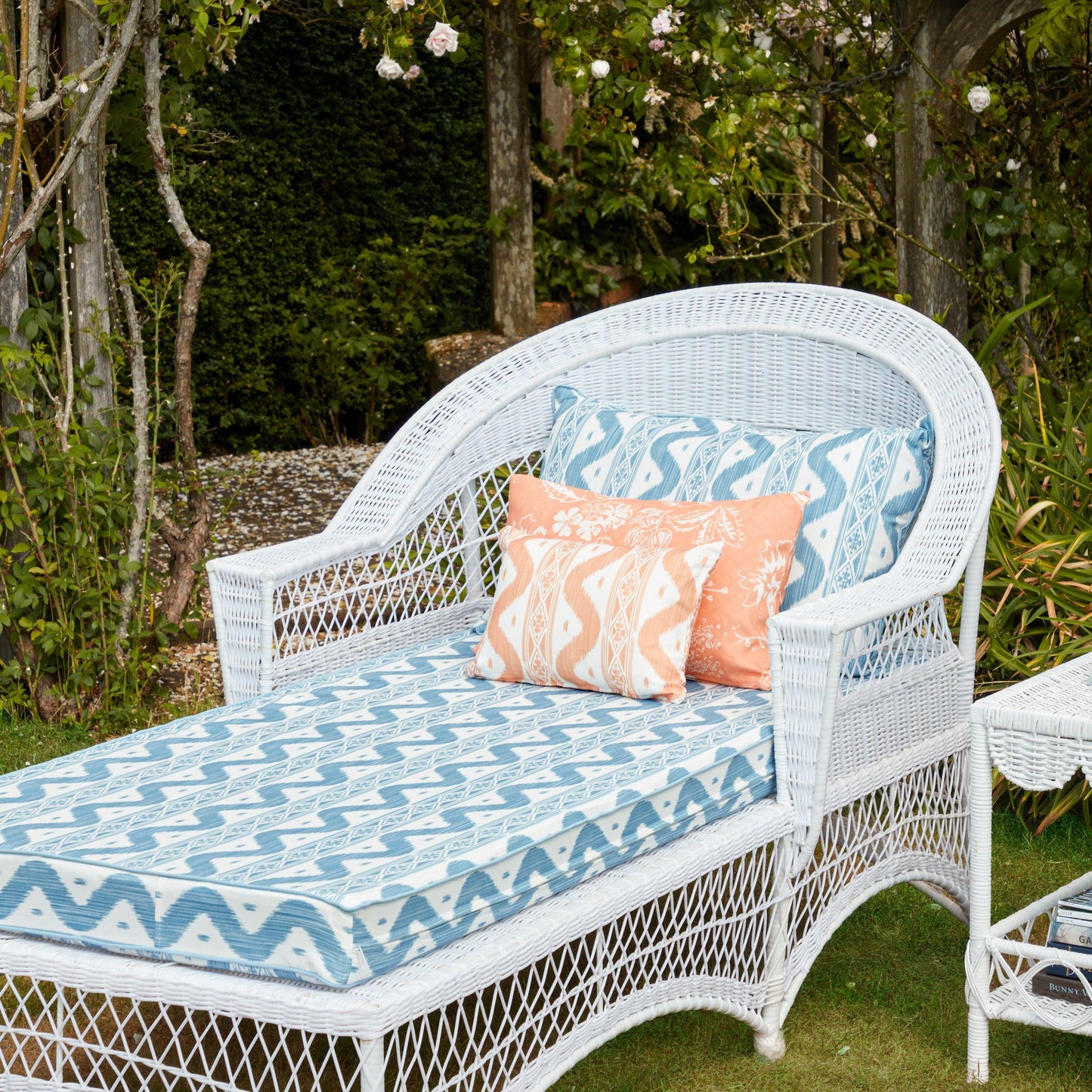 Soft Coral Ikat Stripe Fabric