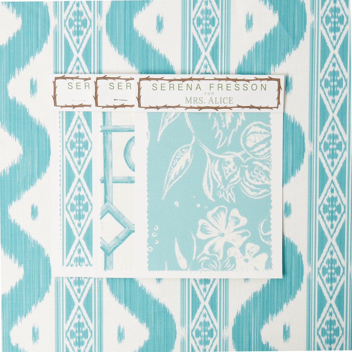Turquoise Ikat Stripe Fabric