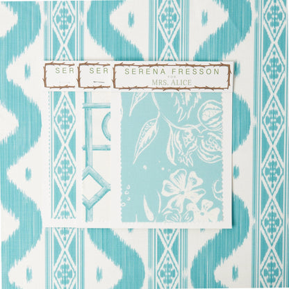 Turquoise Ikat Stripe Fabric