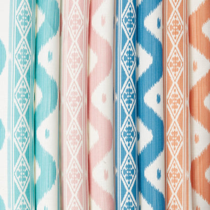 Turquoise Ikat Stripe Fabric
